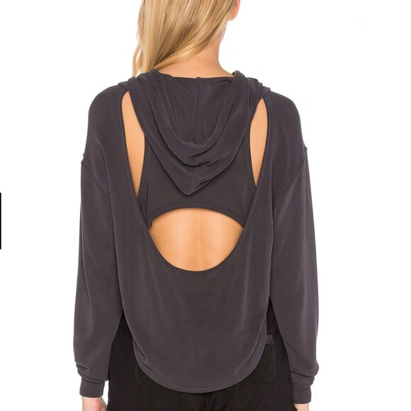 FP Movement Back Into It Hoodie Open Back Black/ Charcoal Gray, Size L - Picture 4 of 9